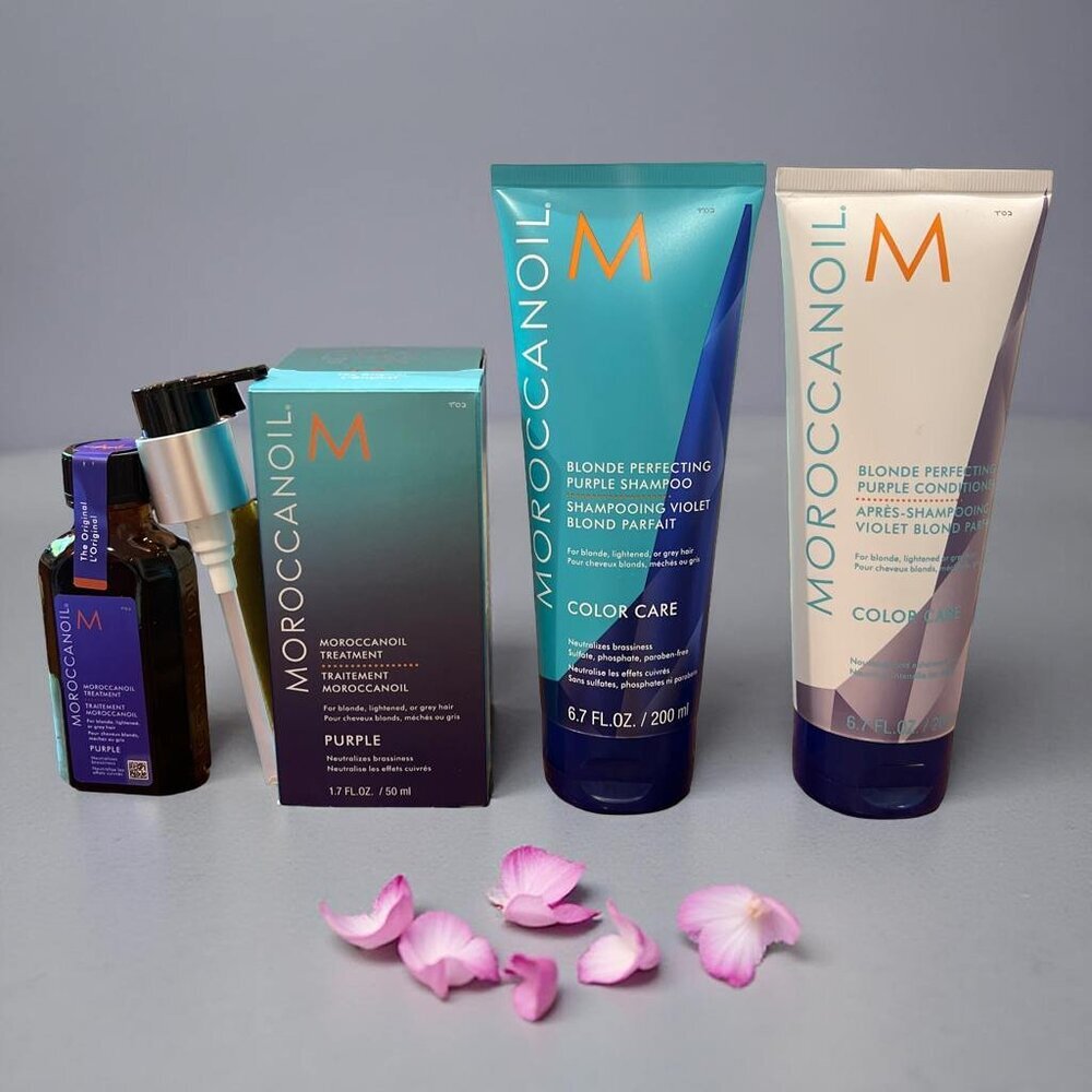 Moroccanoil Purple Blonde Shampoo Conditioner 6.7 oz Purple Treatment 1.7 Trio